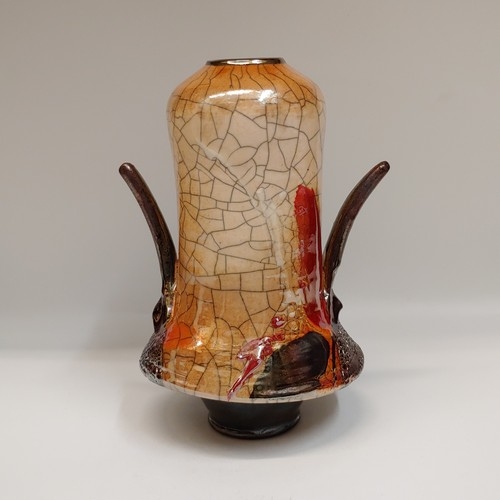 #221185 Raku Vase 3xFired 10.5x6x6 $42 at Hunter Wolff Gallery